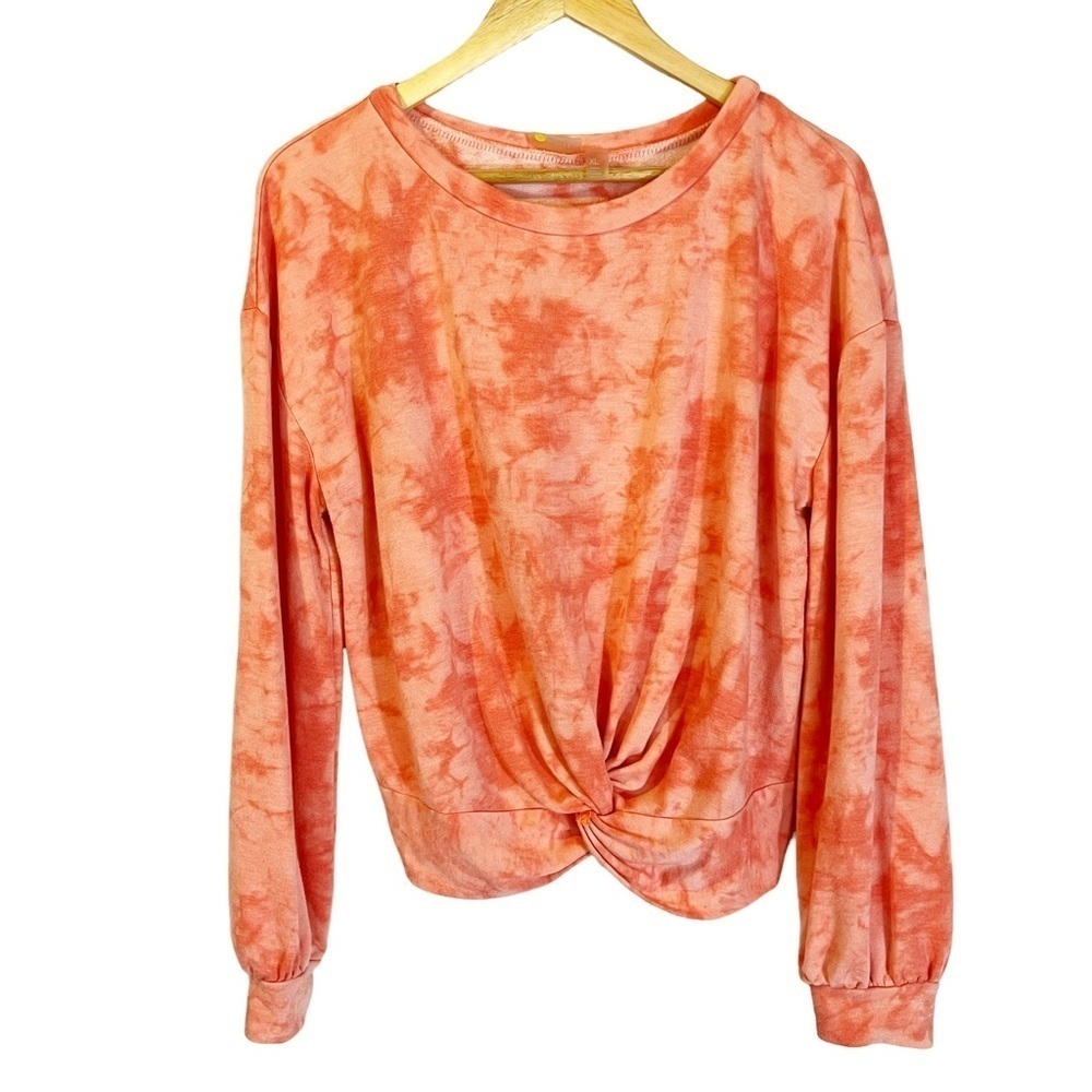 Zella Coral Tie Dye‎ Twist Front Pullover Sweatshirt
